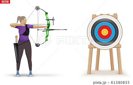 Archer woman with Bow Archery Sport Archer woman with Bow Archery Sport 61380835