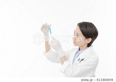 キャリア女性　研究者　白背景ポートレート　人物 61380849