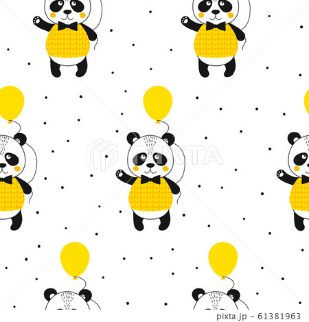 Seamless Pattern With Cute Pandaのイラスト素材