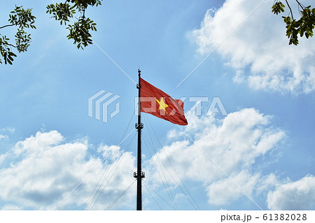 Vietnamese Flag on pole at Dai Noi palace in Vietnam Vietnamese Flag on pole at Dai Noi palace in Vietnam 61382028