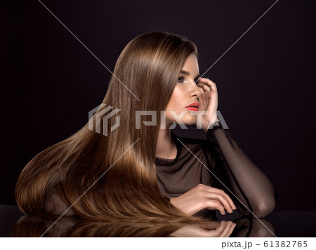 Woman with beauty long brown hair. Beauty woman 61382765