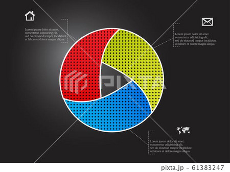Circle divided to three parts filled by color 61383247