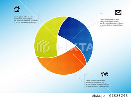 Circle divided to three parts filled by color 61383248