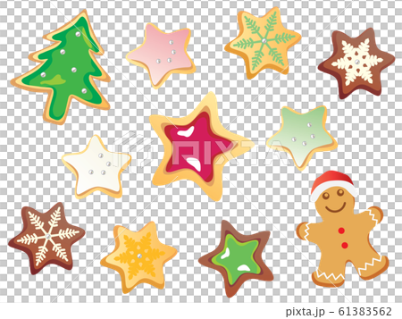クリスマスのクッキーのセットイラスト クリスマスのクッキーのセットイラスト 61383562