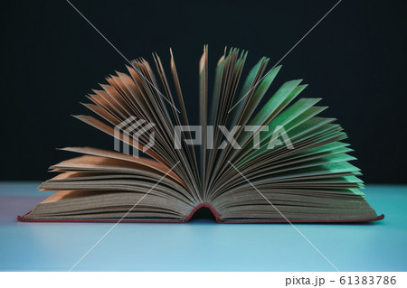 Beautiful open book pages in the color neon light Beautiful open book pages in the color neon light 61383786