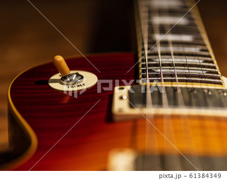 electric guitar body close-up view is on the wood 61384349