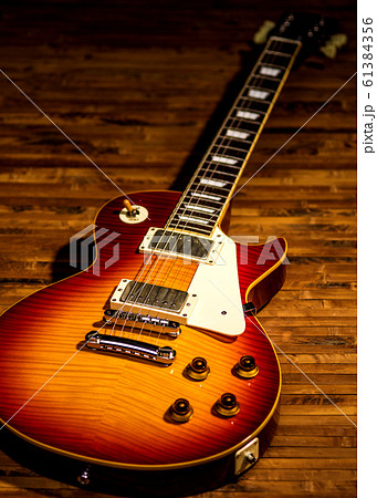 electric guitar body close-up view is on the wood 61384356