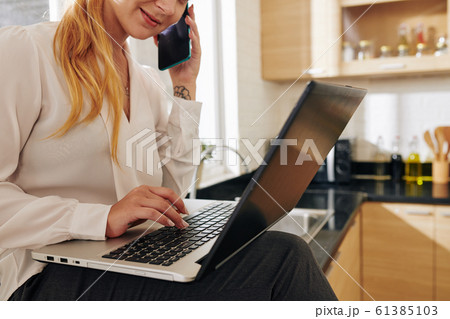 Caucasian Businesswoman Working At Home 61385103