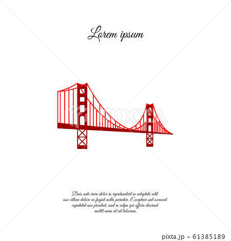 US symbol - Golden Gate Bridge. Vector landmark isolated over the white background. San Francisco, United States of America. Side view. Flat style illustration. icon red logo. US symbol - Golden Gate Bridge. Vector landmark isolated over the white background. San Francisco, United States of America. Side view. Flat style illustration. icon red logo. 61385189
