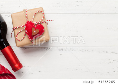 Valentines day gift box and wine 61385265
