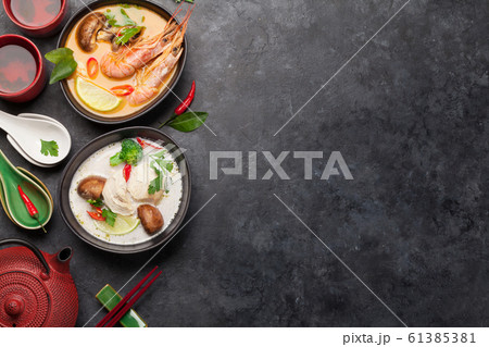 Tom Yum and Tom Kha traditional thai soups Tom Yum and Tom Kha traditional thai soups 61385381