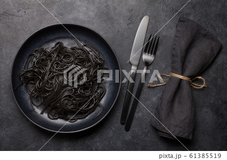 Black spaghetti pasta Black spaghetti pasta 61385519