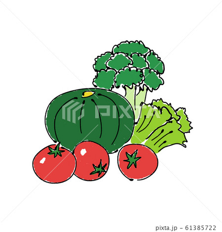季節の新鮮野菜いろいろ かぼちゃなどのイラスト素材