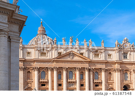 St Peter's Basilica on blue sky background. St Peter's Basilica on blue sky background. 61387548