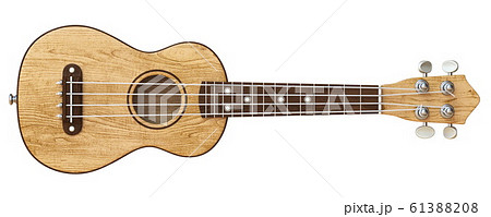 Wooden ukulele Front view 3D Wooden ukulele Front view 3D 61388208