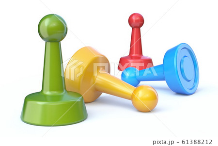 Group of four game pawns 3D Group of four game pawns 3D 61388212