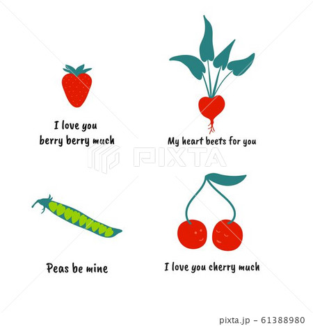 Love pun set with cute quotes. Great for Valentines Day. Print for greeting cards and t-shirts 61388980
