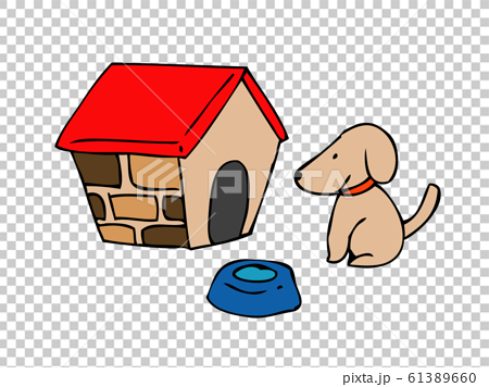 犬小屋と犬のイラスト素材