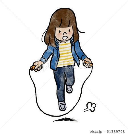 縄跳びをする女の子のイラスト素材