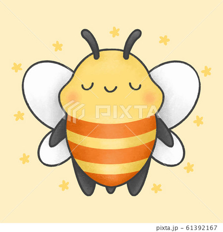 Cute bee cartoon hand drawn style 61392167