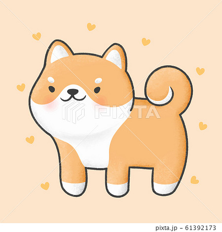 Lovely shiba inu dog cartoon hand drawn style - Stock Illustration  [61392173] - PIXTA