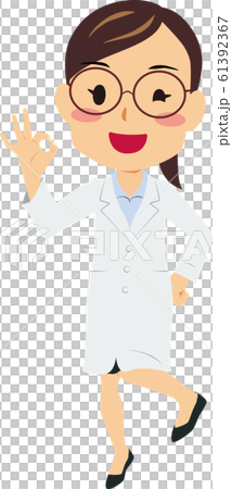 白衣 めがね 女性OKサインA02 白衣 めがね 女性OKサインA02 61392367