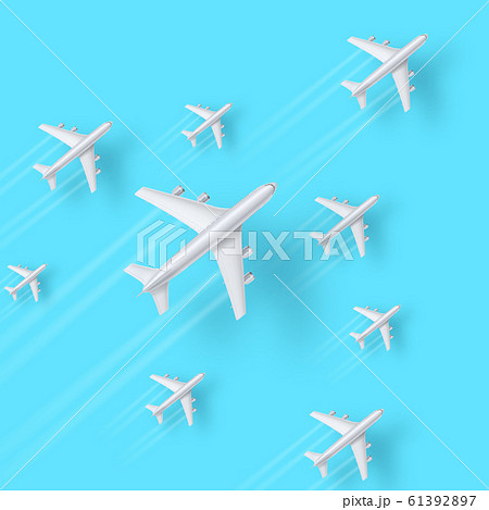 Planes are flying on blue background. Set of Planes are flying on blue background. Set of 61392897