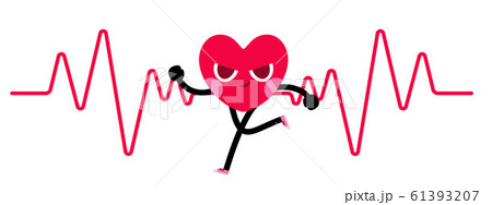 heart character goes running with heart rate 61393207