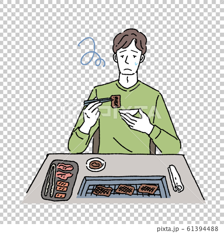 焼き肉を食べる 男性 イラストのイラスト素材