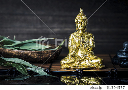 金の仏像と黒背景 金の仏像と黒背景 61394577