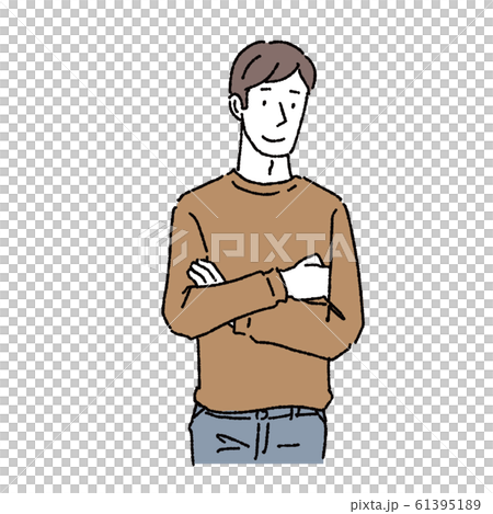 腕をくむ　男性　笑顔　イラスト 61395189