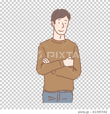 腕をくむ 男性 笑顔 イラスト 腕をくむ 男性 笑顔 イラスト 61395592