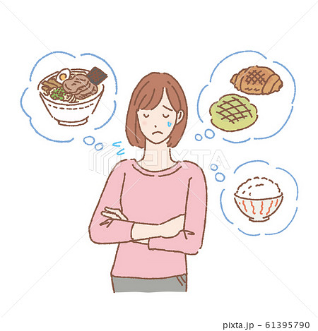 炭水化物ダイエットを考える女性　イラスト 61395790