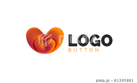 Abstract round shape logo template. Minimal geometrical design, 3d geometric bold symbol in relief style with color blend steps effect. Vector Illustration Abstract round shape logo template. Minimal geometrical design, 3d geometric bold symbol in relief style with color blend steps effect. Vector Illustration 61395881