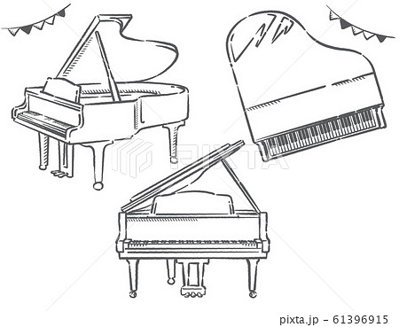 ピアノのイラスト素材3セットのイラスト素材