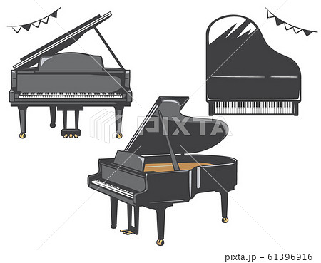 ピアノのイラスト素材3セットのイラスト素材