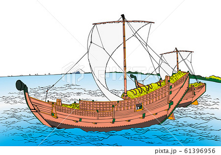 葛飾北斎イメージ上総ノ海路明るいバージョン白バック 61396956