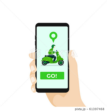Online motorcycle transportation with smartphone app. Online motorcycle transportation with smartphone app. 61397468