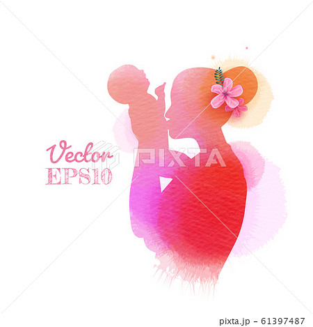Happy mother's day. Side view of Happy mom kissing 61397487