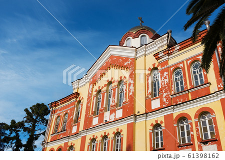 New Athos, Abkhazia, January 01, 2020. Facades of 61398162