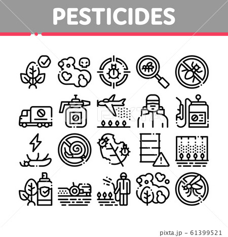 Pesticides Chemical Collection Icons Set Vector 61399521