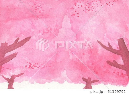 桜の木水彩　背景イラスト 61399792