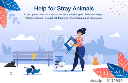Help for Stray Animals Flat Vector Banner Template 61399884