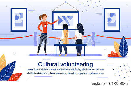 Cultural Volunteering in Museum Flat Vector Poster 61399886