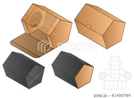 Paper Bag packaging die cut template design. 3d mock-up 61400764