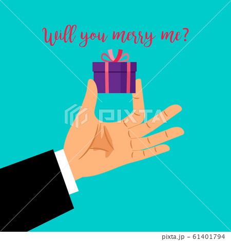 Man hand with gift box 61401794