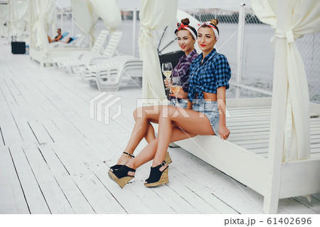 Stylish pin up girls with the vine Stylish pin up girls with the vine 61402696