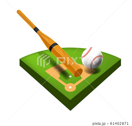 Usikker forhindre give Baseball field isolated icon, bat and ball,...のイラスト素材 [61402871] - PIXTA