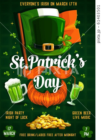 St. Patricks day signs Irish flag, leprechaun beer 61403501