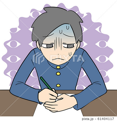 手元を隠して書く男の子（背景有り） 61404117